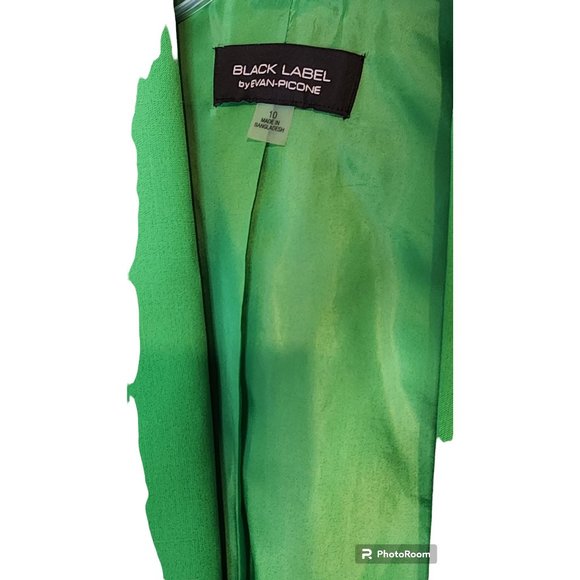 #035. Green Short Length Blazer Jacket with Cuffed Sleeves-Black Label by Evan P - Picture 3 of 3